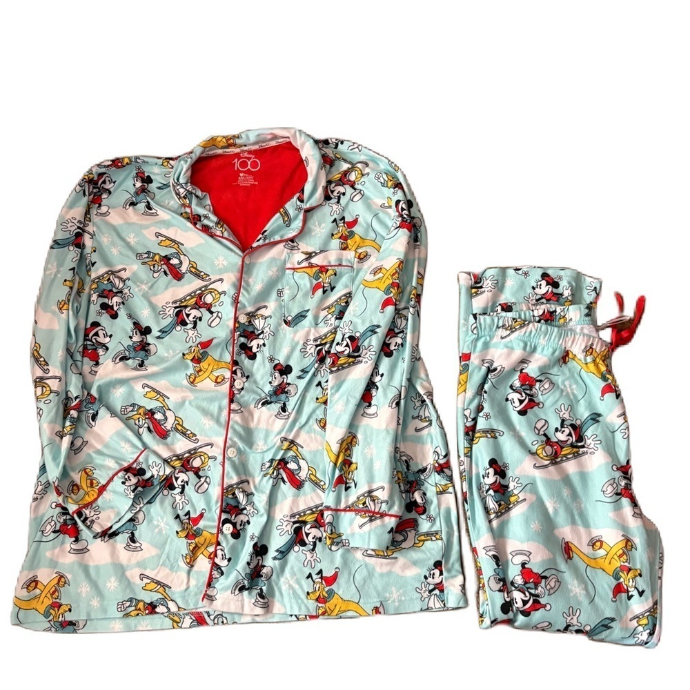 Disney Men’s Pajama Set XXL Flannel Matching Family Christmas 100 Sledding